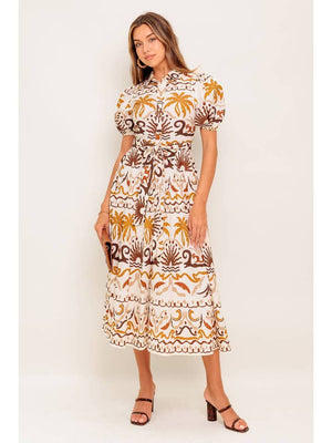 Tuscan Printed Woven Midi Dress