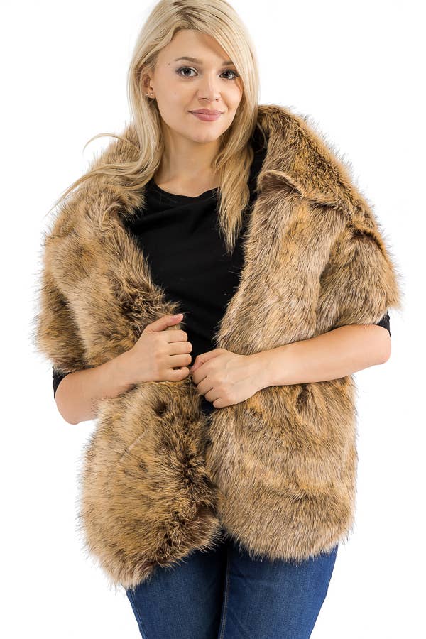 Luxury Faux Fur Satin-Lined Stole