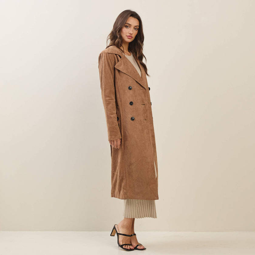 Vegan Suede Trench Coat