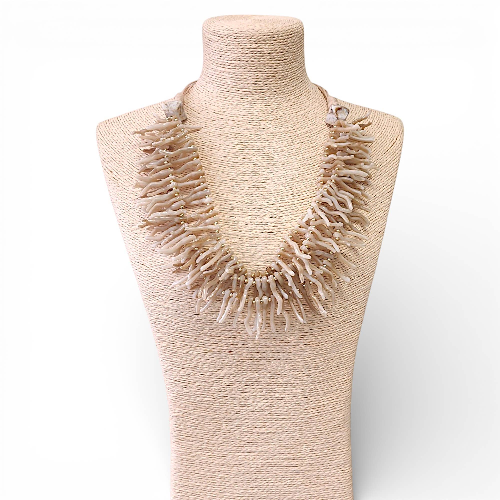 White Coral Branch Necklace | Handmade Statement Jewelry