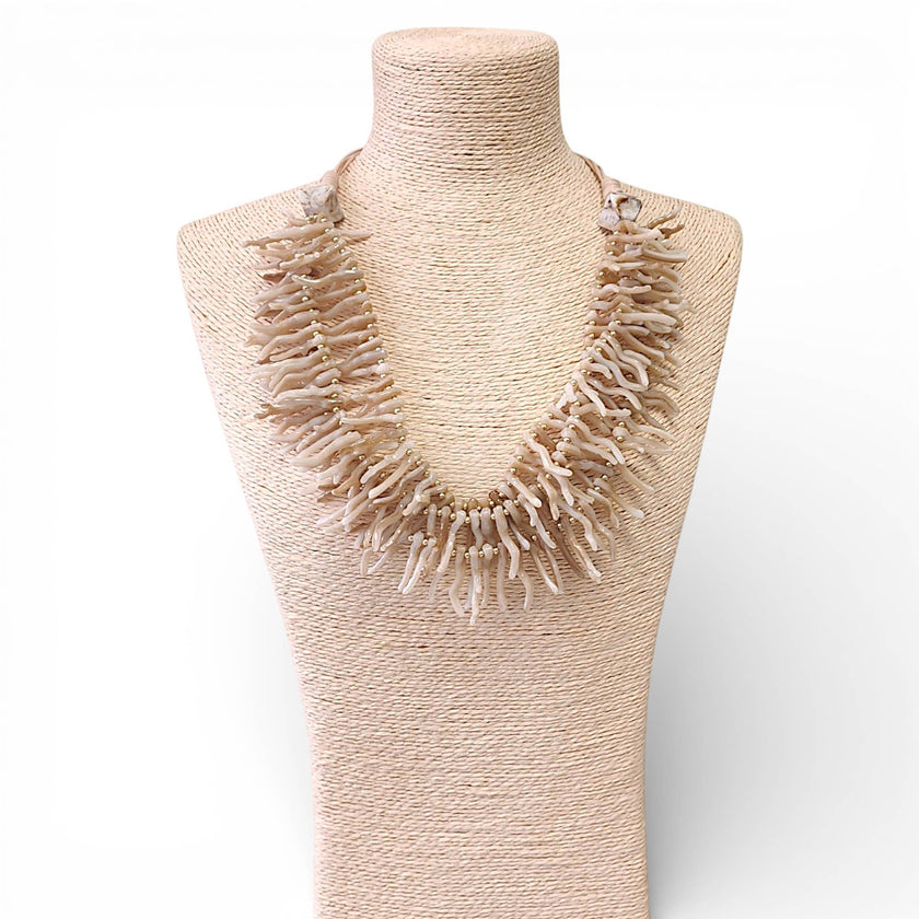 White Coral Branch Necklace | Handmade Statement Jewelry