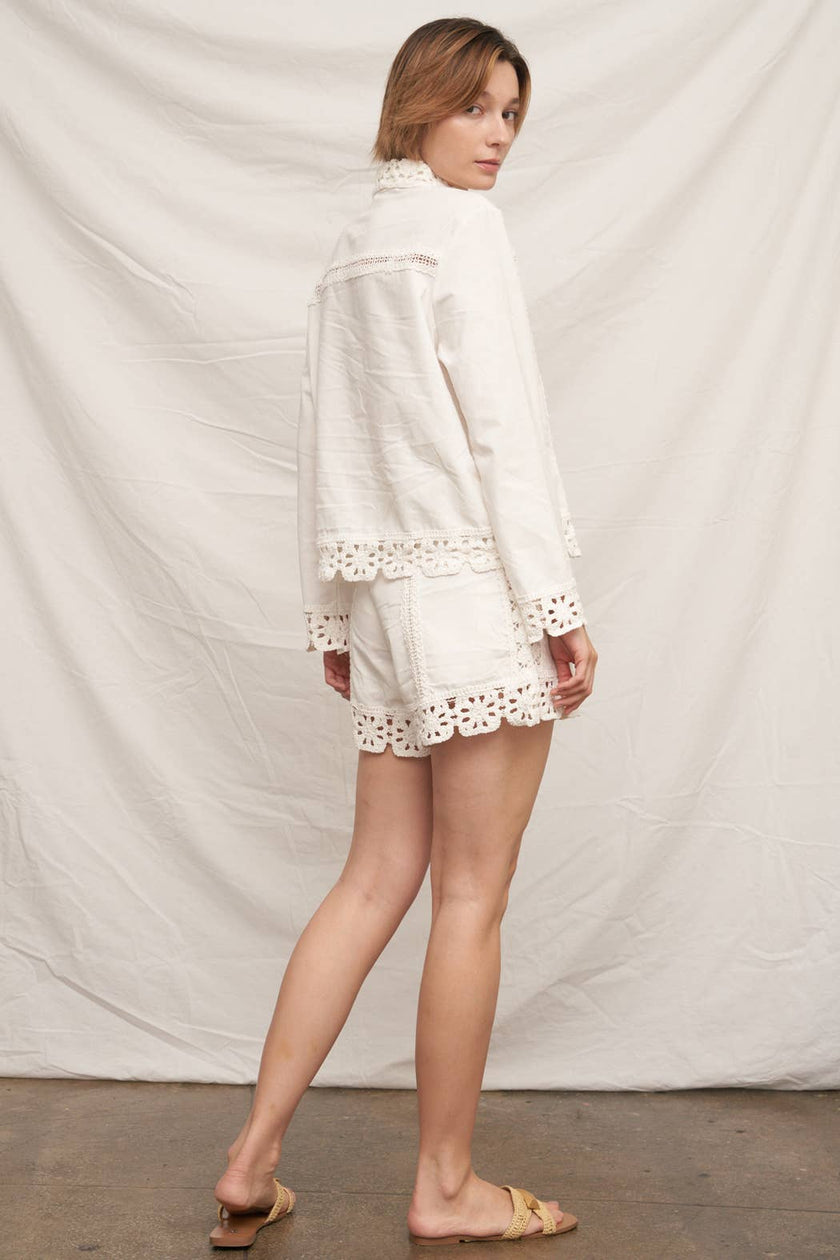 Patch Crochet Trim Shorts