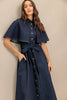 Denim Capelet Midi Dress