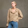 Ruffle Embroidered Check Blouse