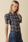 Claudia Plaid Puff Sleeve Blouse