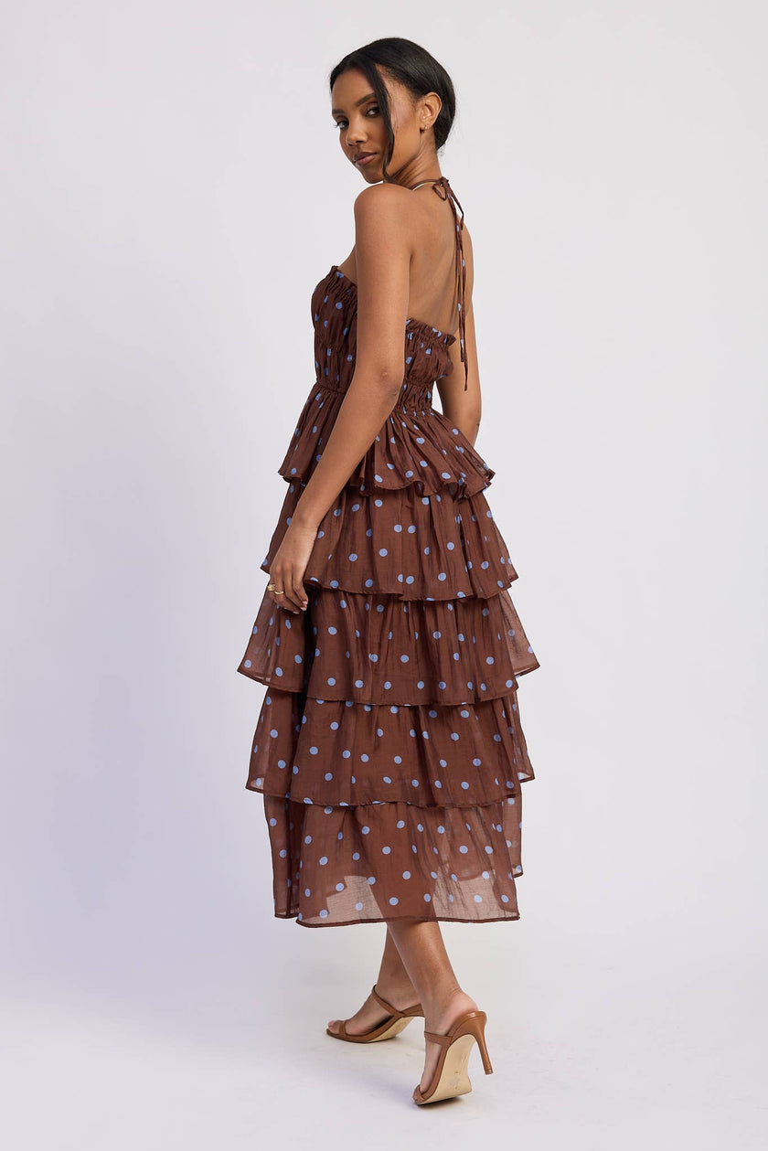 The Mocha Dot Tiered Maxi