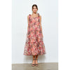 Organza Floral Printed Tiered Midi Dress | Pink
