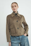 Faux Suede Collared Short Jacket