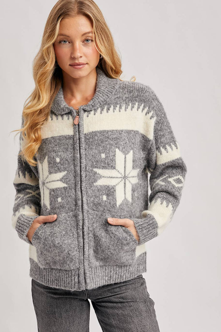 Fair Isle Zip-Up Cardigan