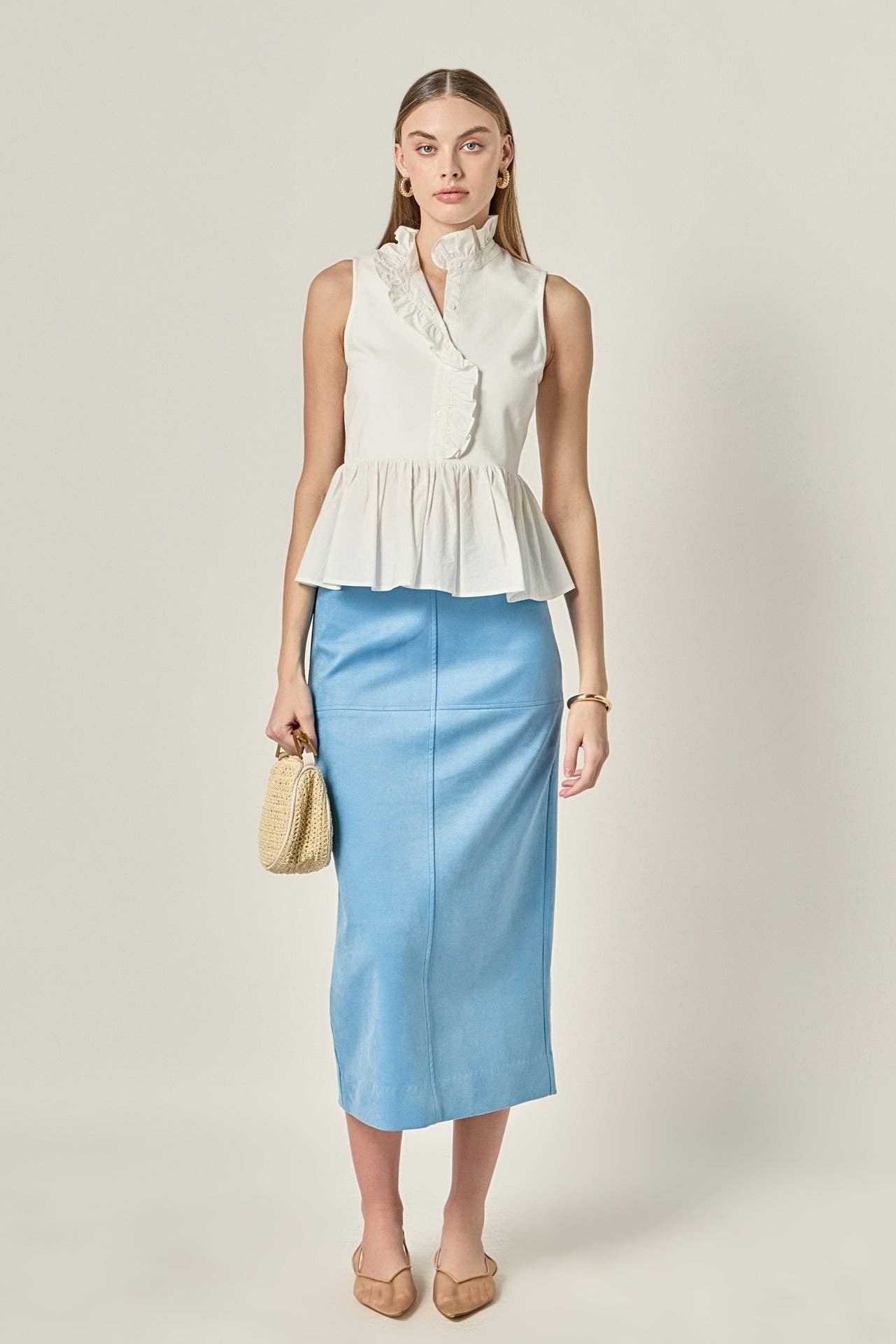 Faux Suede Midi Skirt