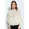 Beaded Sequin Embroidered Yoke Satin Top