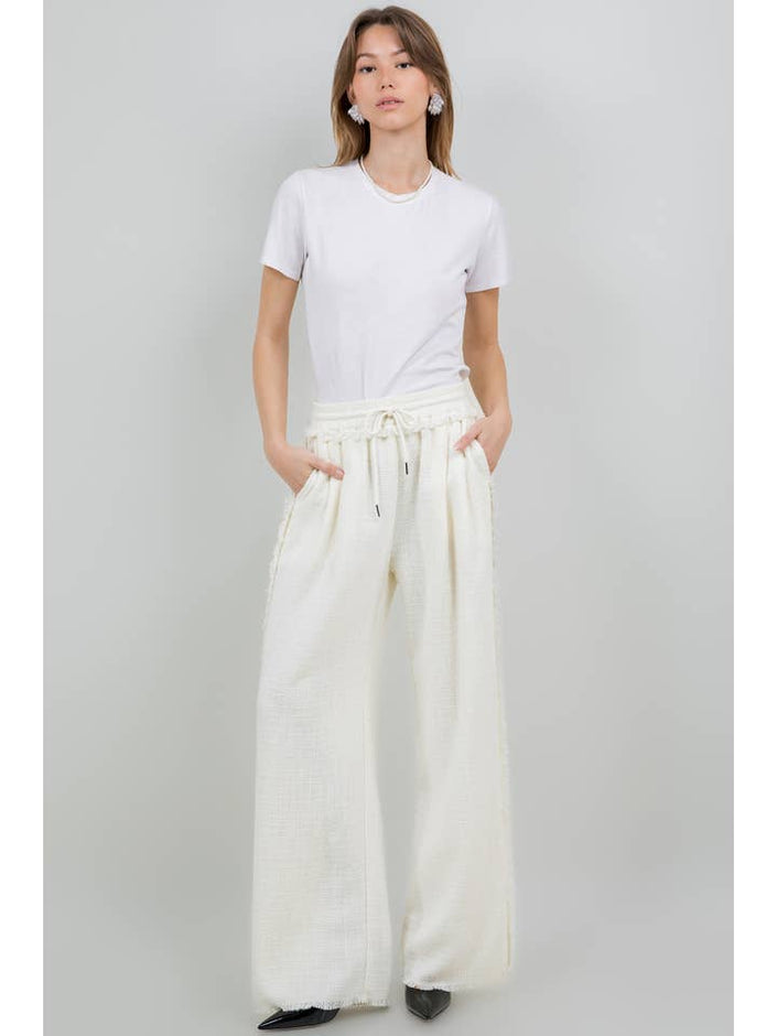 Wide Leg Tweed Jogger