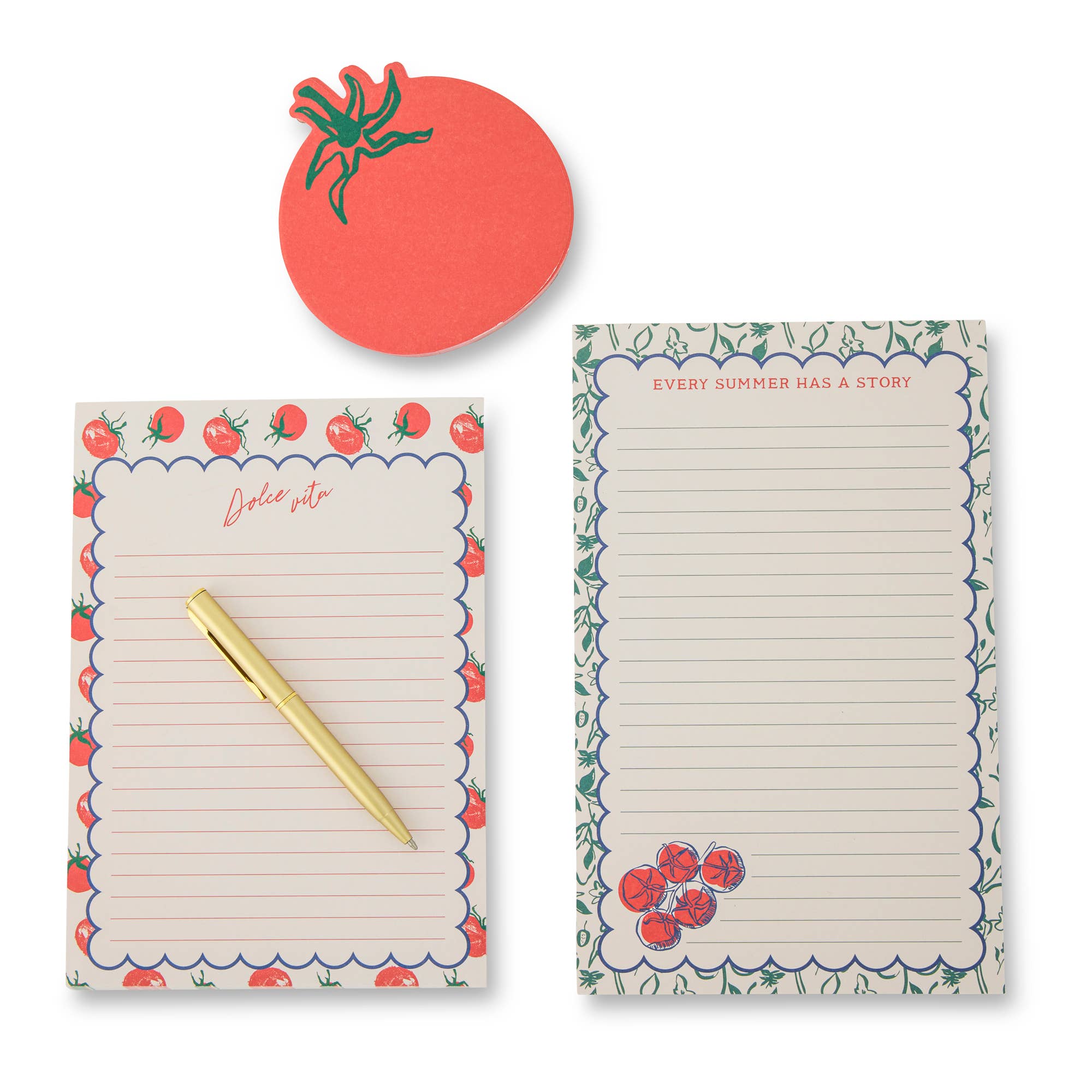 3pc List Pad with Pen - Tomato