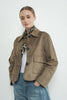 Faux Suede Collared Short Jacket