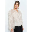 Layered Ruffle Sheer Chiffon Button-Up Blouse
