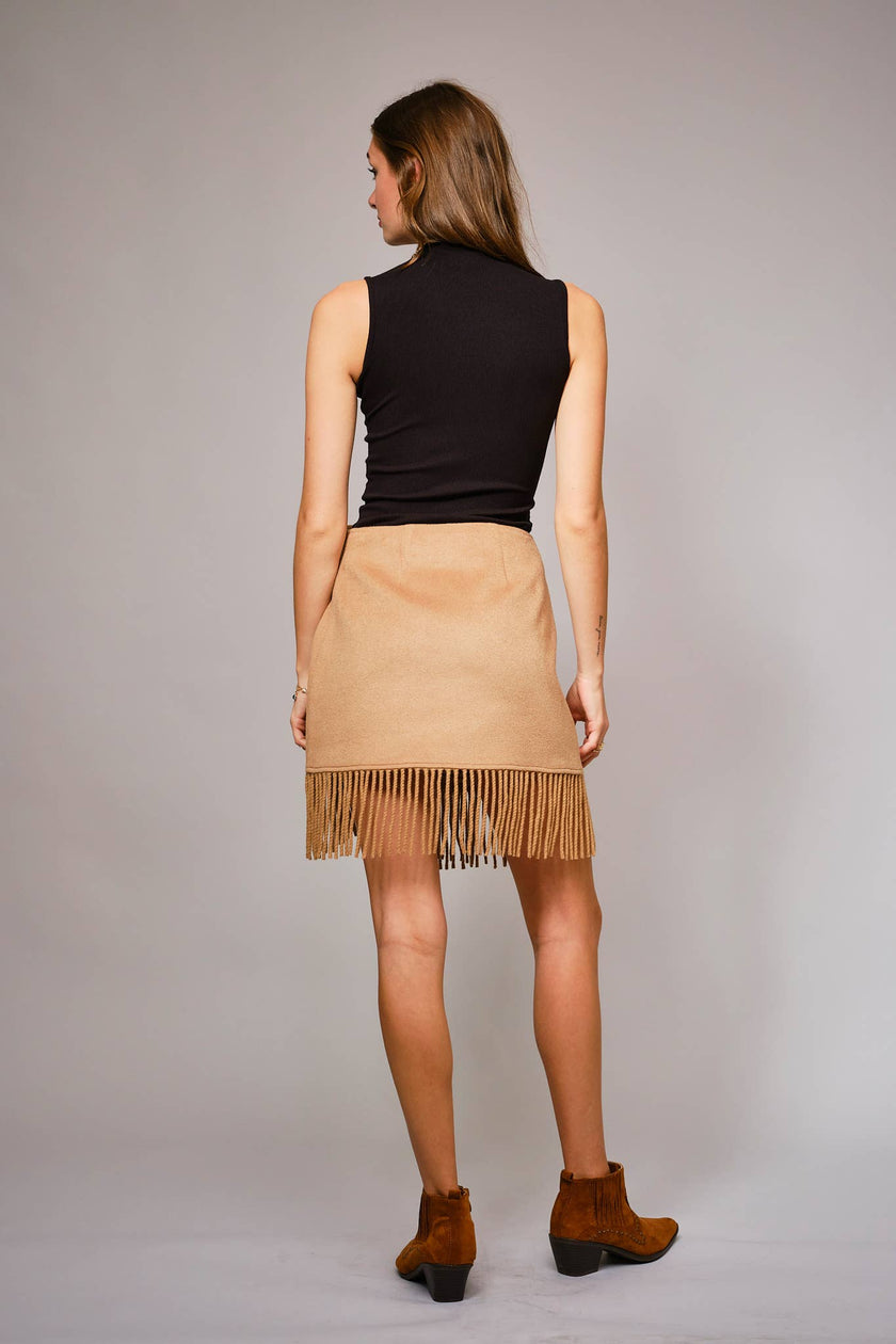 Fringe Buckle Wrap Mini Skirt