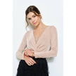 Velvet Twist-Front Long Sleeve Top