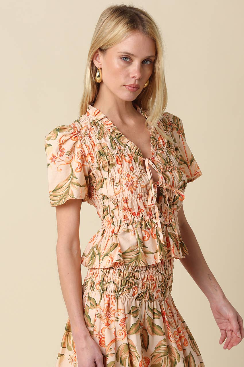 Talia Floral Tie-Front Top