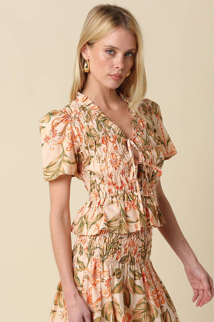 Talia Floral Tie-Front Top