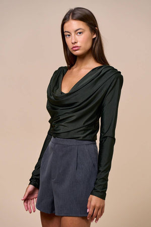 Draped Ease Long Sleeve Cowl Neck Top