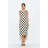 Sleeveless Square Lace Panel Midi Dress