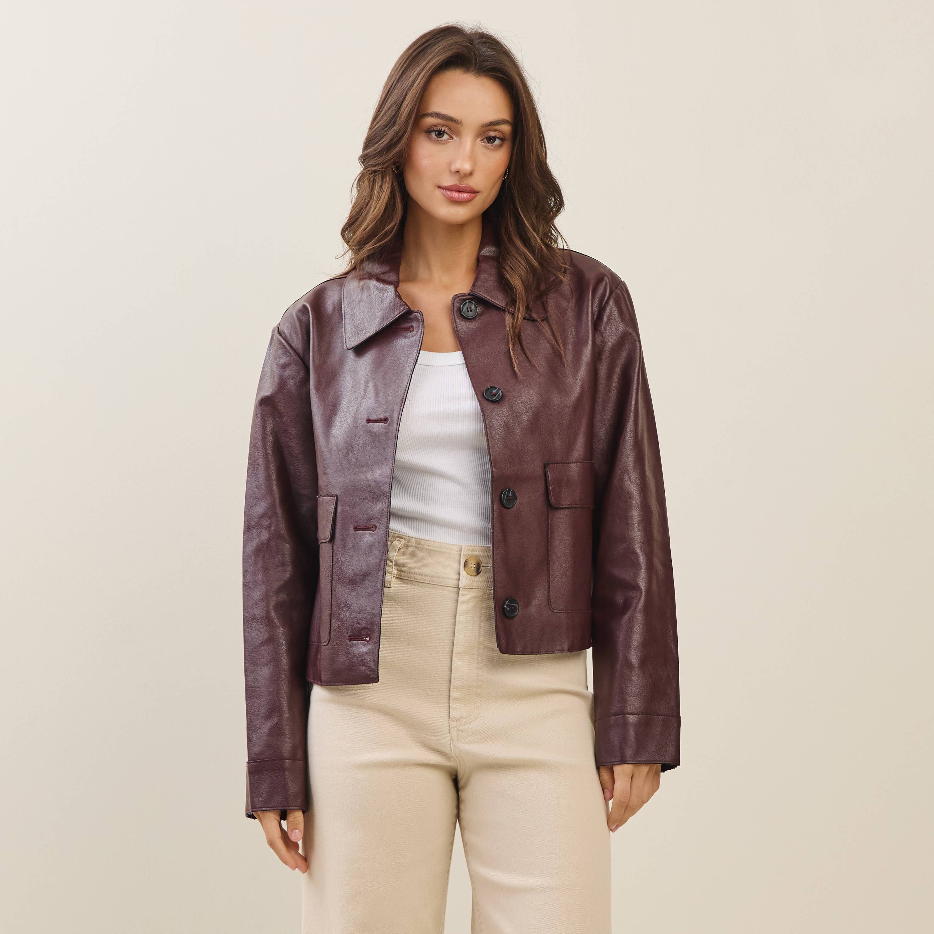 Vegan Leather Jacket | Bordeaux