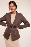 Belted Houndstooth Blazer