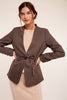 Belted Houndstooth Blazer