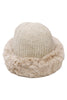 Chunky Knitted Fluffy Faux Fur Cuffed Beanie