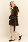 Faux Fur Leopard Print Hooded Jacket