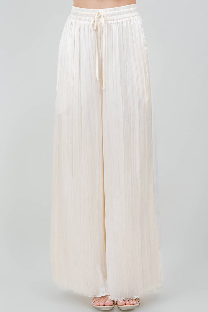 Flowy Satin Crinkle Drawstring Pants