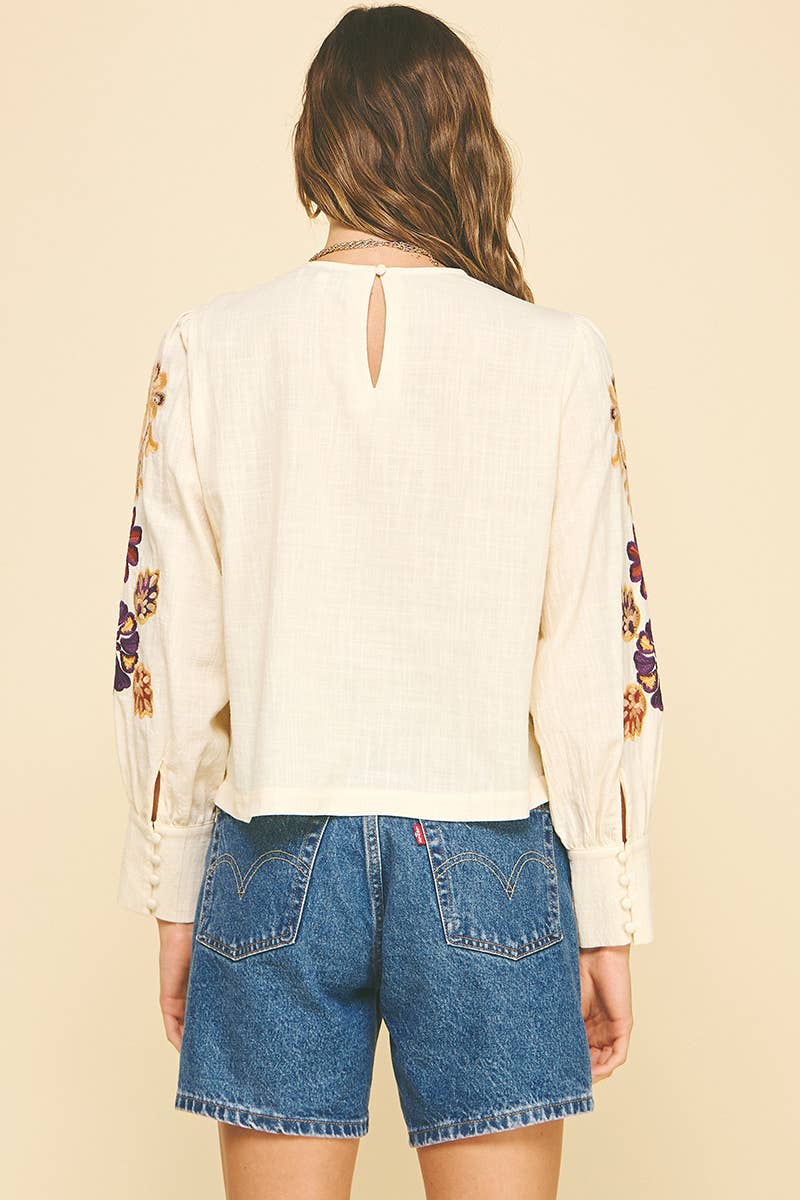 Floral Embroidered Blouse Top