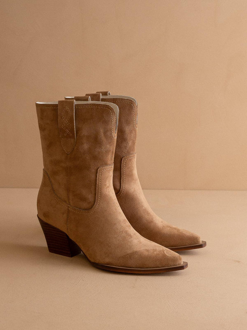 The Trudy | Latte Mid-Calf Western Block Heel Boot