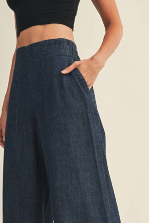 Back Binding Denim Pants