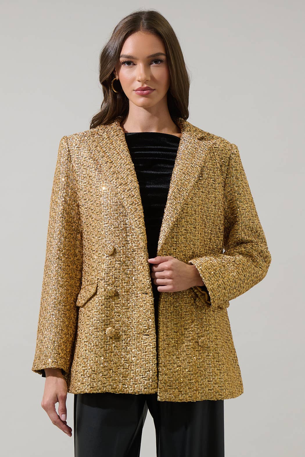 Tamary Tweed Vesta Collared Blazer