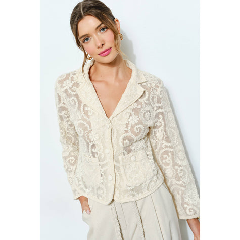 Lace Embroidered Tailored Jacket