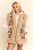 Jacquard Bodice Faux Fur Vest
