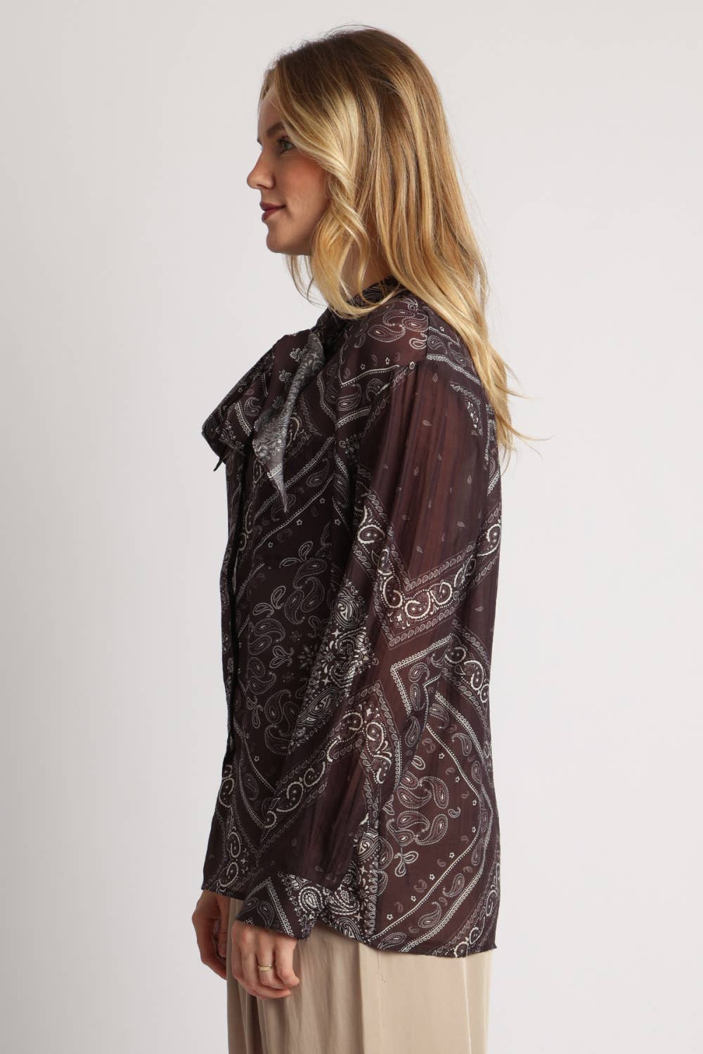 Paisley Scarf Neck Blouse