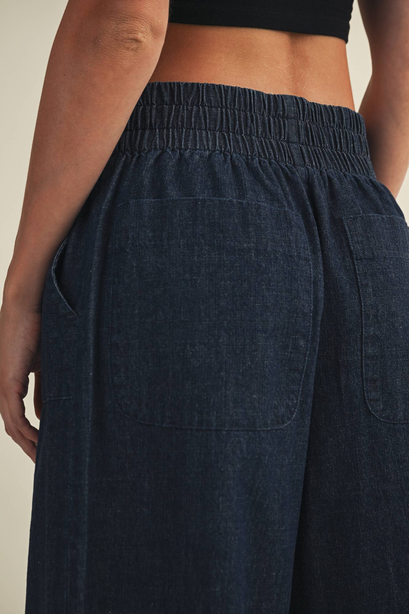 Back Binding Denim Pants