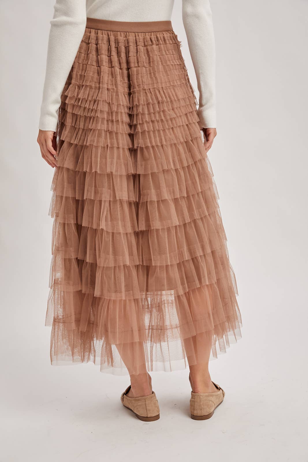 Whimsical Tiered Tulle Midi Skirt