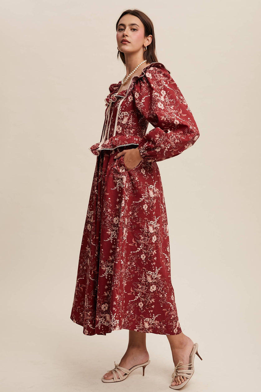 Floral Corset Ruffle Dress