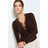 Velvet Twist-Front Long Sleeve Top