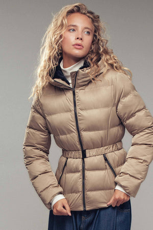 Belted Faux Fur Hooded Puffer Jacket
