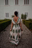 Damask Boarder Print V-Neck Maxi Dress | Green
