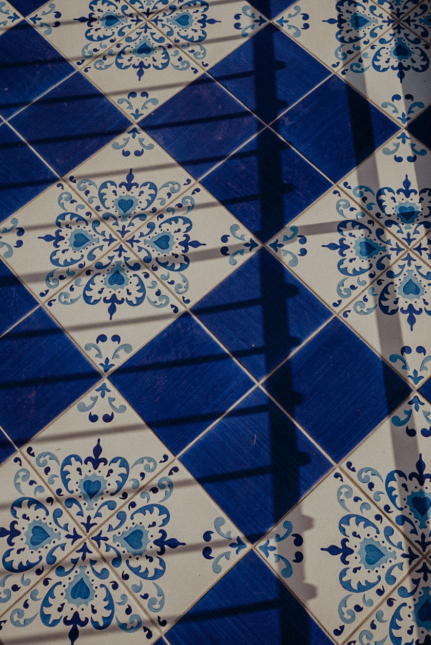 Navy Medallion High Rise Midi Skirt