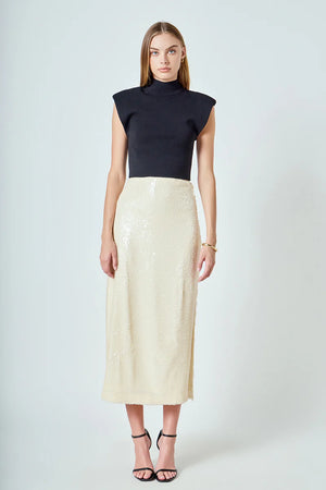 Ivory Sequin Midi Skirt