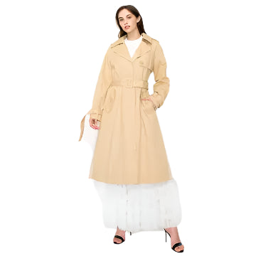 Trench Coat w/ Pleated Back | Beige