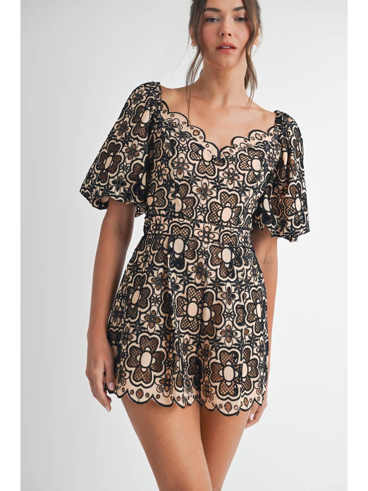 Crochet Short Sleeve Romper