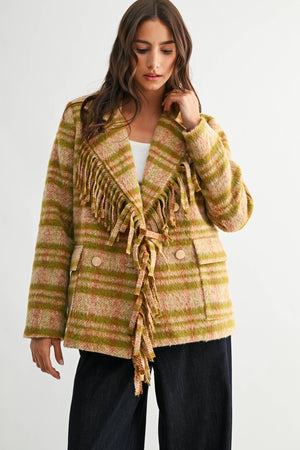 Plaid Fringe Jacket
