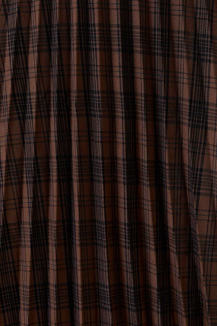 Plaid Pleated Midi Skirt